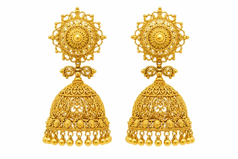 Gold Earrings and Jhumka