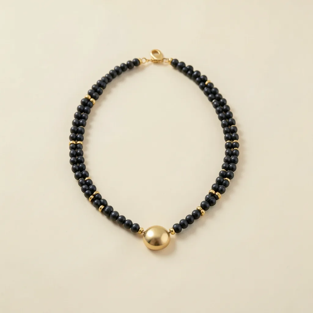 22K Dark-Bead Mangalsutra-Inspired Necklace