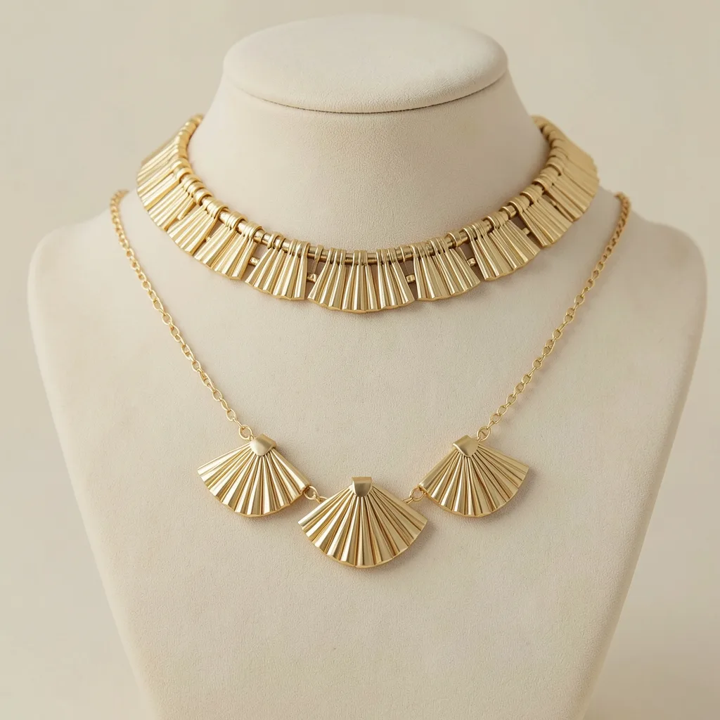 22K Fan-Motif Layered Bridal Necklace Set