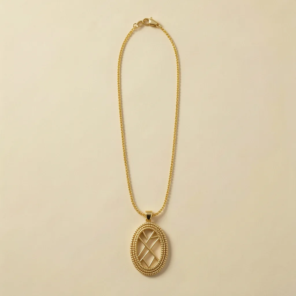 22K Oval Openwork Pendant Rani Haar