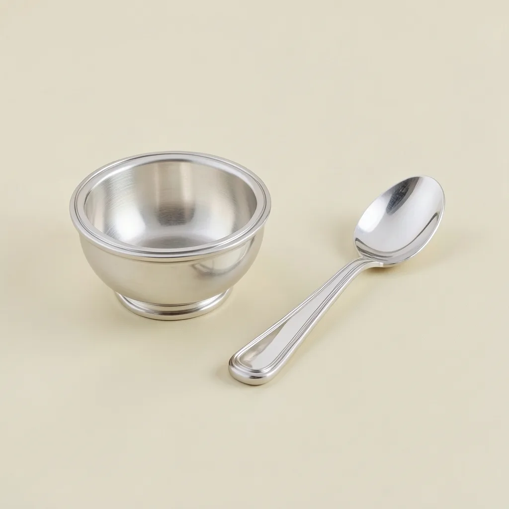 999 Silver Bowl and Spoon Gift Set image