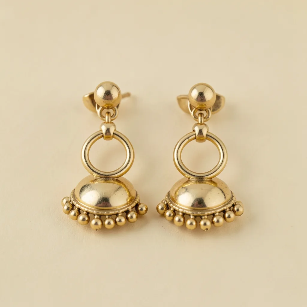 22K Ring-and-Dome Tiered Jhumka Pair