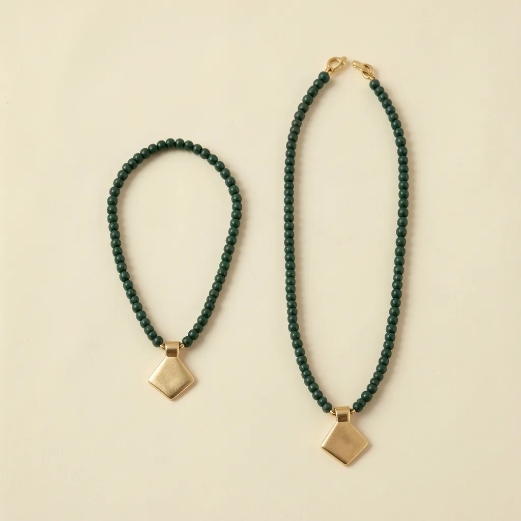 22K Green-Bead Tilhari-Inspired Length Study