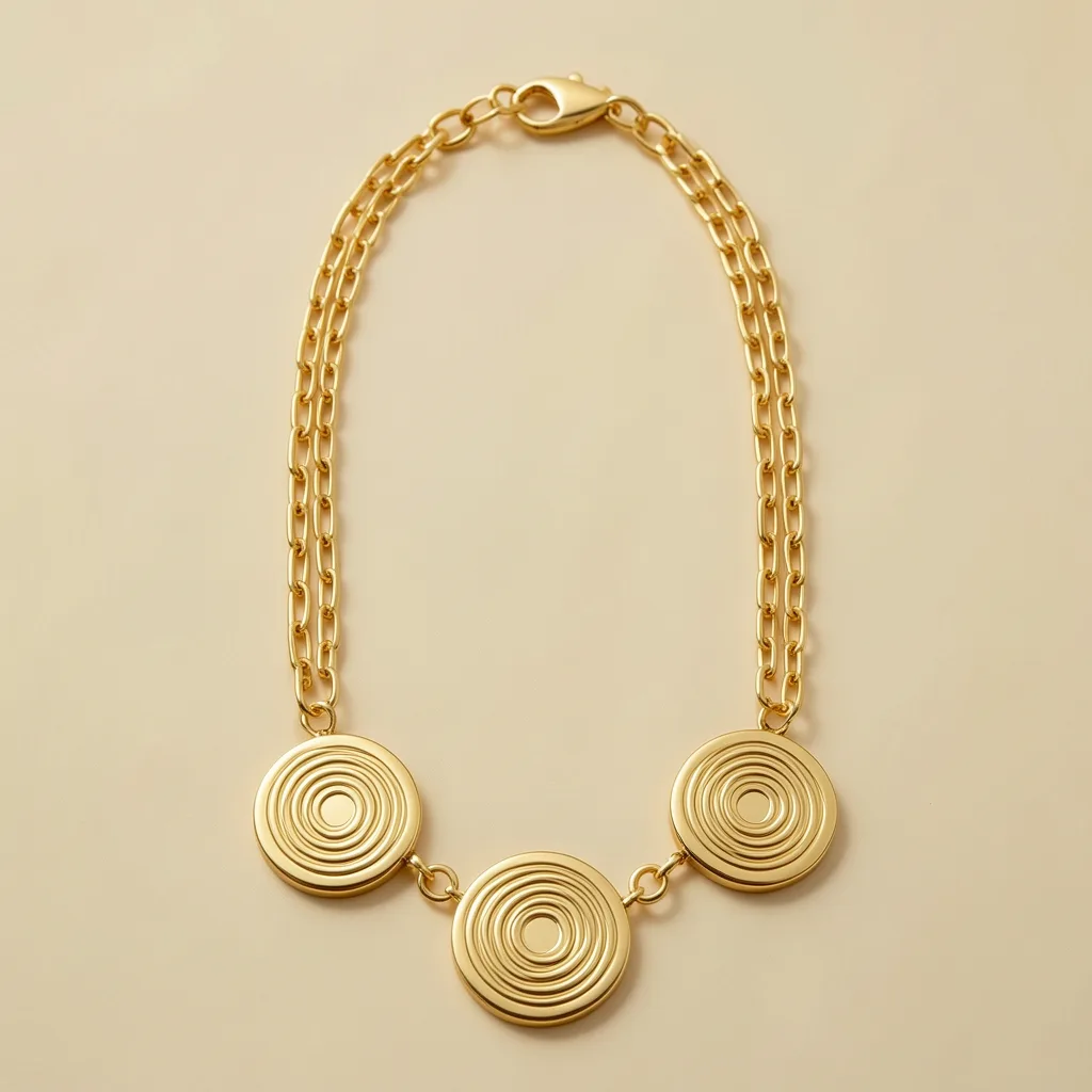 22K Concentric Medallion Rani Haar